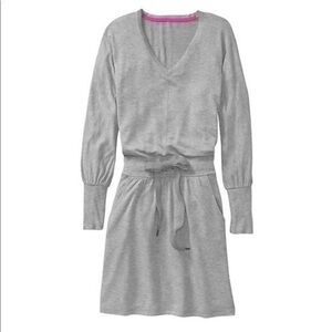 Athelta light gray v-neckline long sleeve layover sweatshirt dress size S